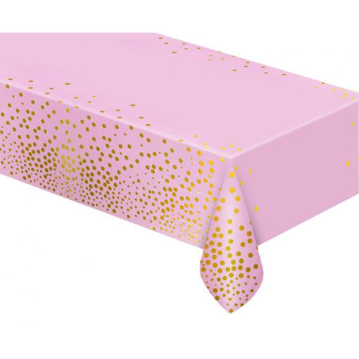 Picture of PINK TABLECLOTH WITH GOLD DOTS 167X183CM